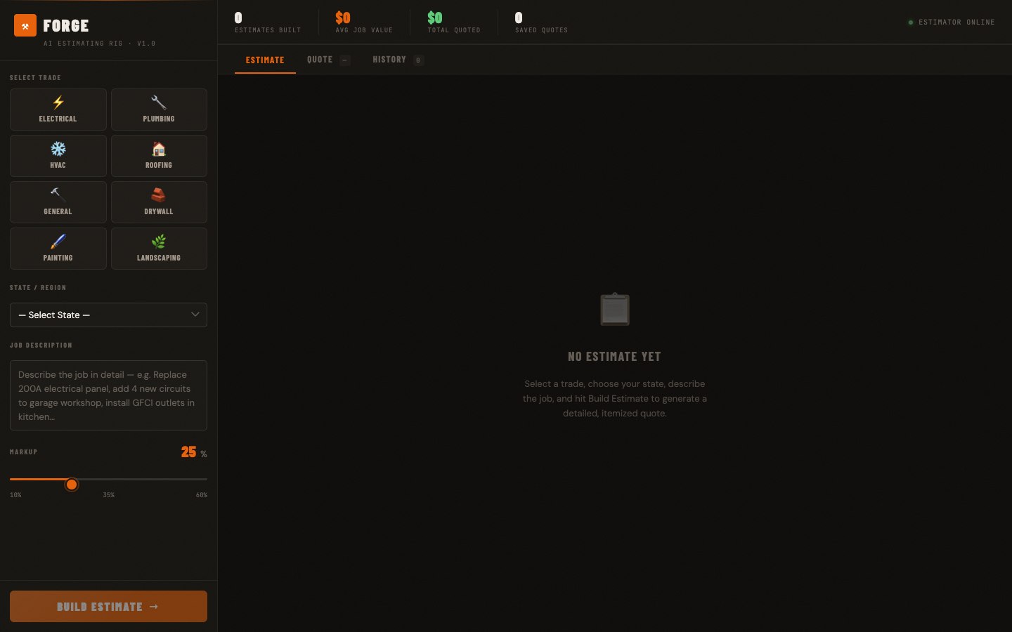 FORGE AI estimating tool