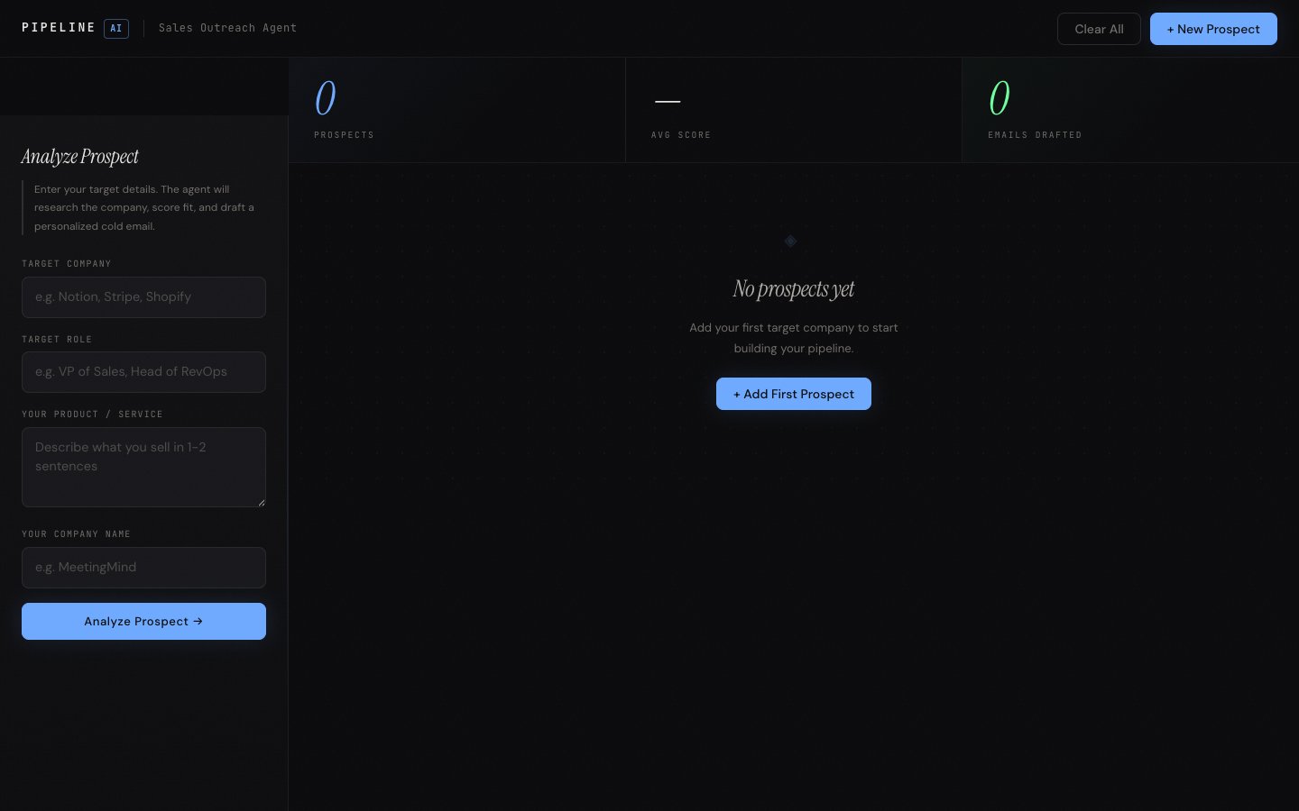 PIPELINE sales outreach dashboard