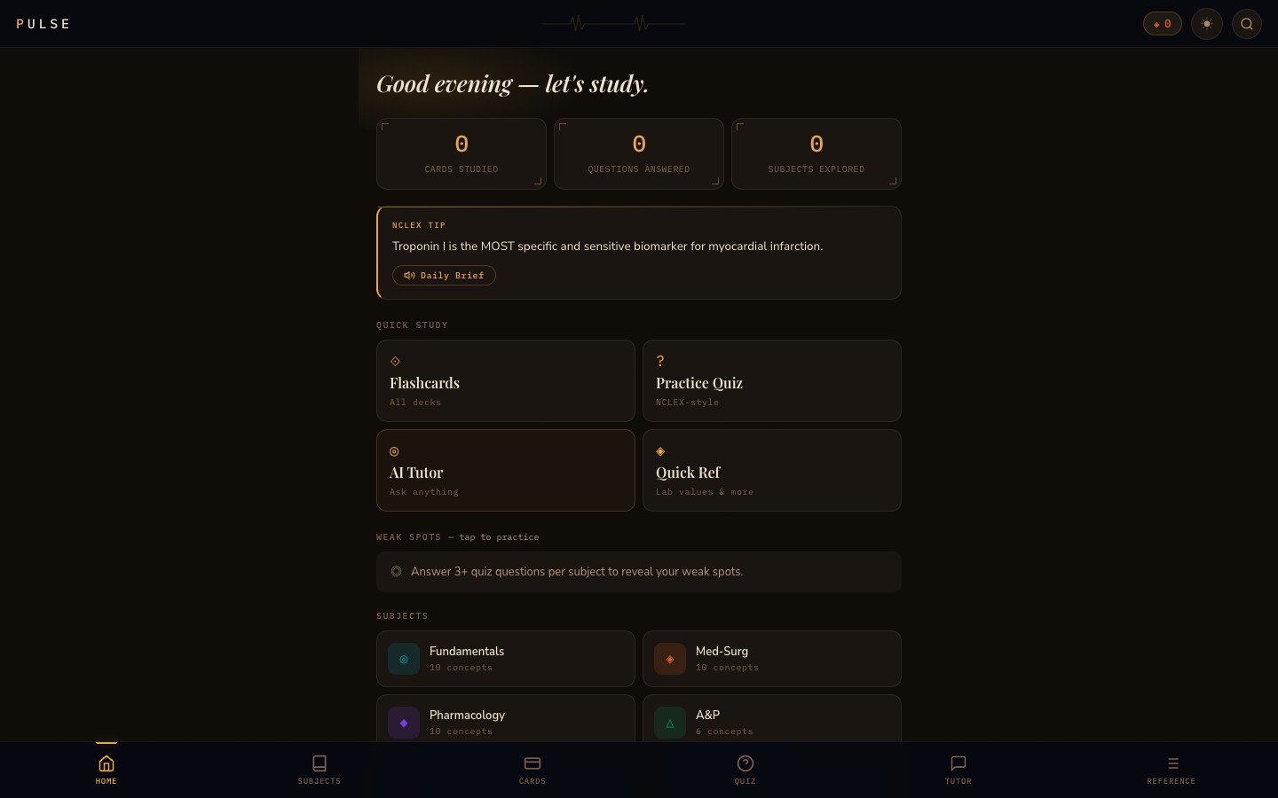 PULSE nursing study platform